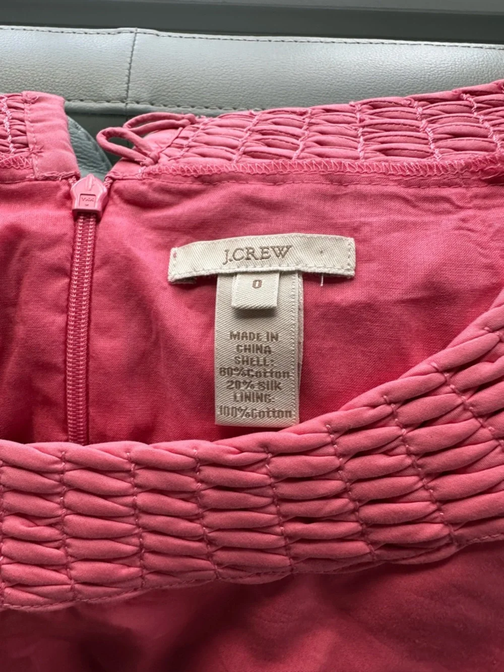 J. Crew Coral Pink Smocked Neck Shift Dress - Picture 2 of 6